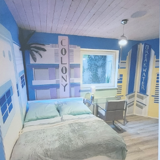 Illusionsmalerei Szenen aus Miami im Art Deco Stil